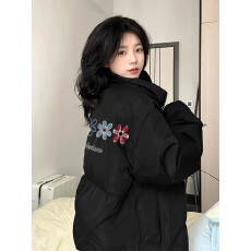 批发可退换（高品质手塞棉不跑棉加厚）冬季棉服宽松印花<b class='q'>棉衣</b>面包服女