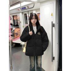 批发可退换（高品质手塞棉不跑棉加厚）冬季棉服宽松印花<b class='q'>棉衣</b>面包服女