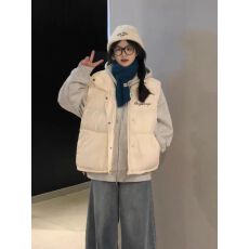 批发可退换（高品质手塞棉加厚）冬季马甲带门禁棉服印花棉衣面包服女