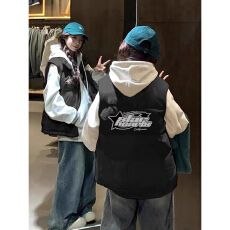 批发可退换（高品质手塞棉加厚）冬季马甲带门禁棉服印花棉衣面包服女