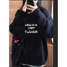 批发品控检验面料手感牢色度大升级厚实柔软秋冬宽松印花针织毛衣女