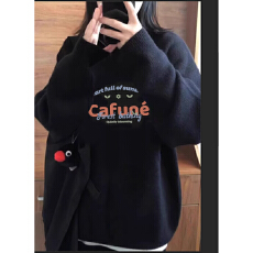 批发品控检验面料手感牢色度大升级厚实柔软秋冬宽松印花针织毛衣女