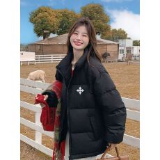 可退换高品质手塞棉不跑棉加厚冬季棉服宽松印花棉衣面包服女