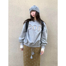 批发纯棉华棉复合薄款320克/加绒420克布面+手感印花宽松圆领卫衣女