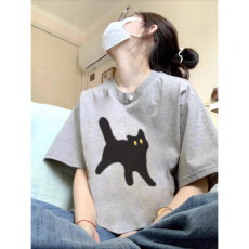 高品质纯棉200克100%棉精梳紧密优质做工前印花短袖t恤女