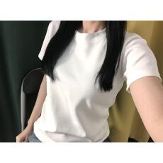 原版做法纯棉220克40支食毛+手感有弹力纯色修身收腰短袖t恤女