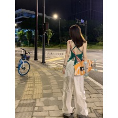 批发原版做法纯棉220克40支食毛+手感92棉8氨纶挂脖吊带带胸垫背心女