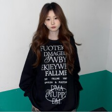 批发纯棉华棉复合薄款320克/加绒420克布面+手感印花宽松圆领<b class='q'>卫衣</b>女