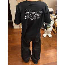 现货纯棉220克食毛+手感原版做法二本针+刺绣内里铺布宽松短袖潮