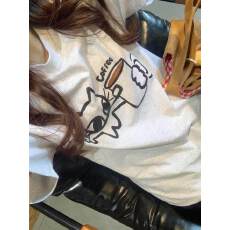 高品质纯棉200克100%棉精梳紧密优质做工前印花短袖t恤女