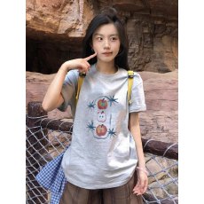 高品质纯棉200克100%棉精梳紧密优质做工前印花短袖t恤女