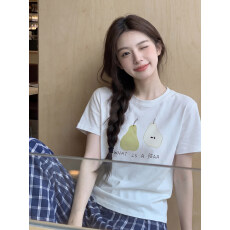 批发原版做法纯棉220克40支食毛+手感有弹力印花修身收腰短袖<b class='q'>t</b><b class='q'>恤</b>女