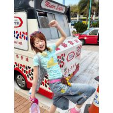 原版做法纯棉220克40支奥代尔食毛+手感修身收腰波点印花T恤女