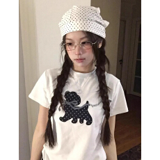 批发现货刺绣+内里铺布+220克40支赛络纺92棉8氨纶食毛+手感修身T恤女