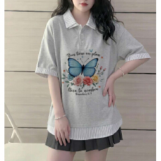 批发高品质纯棉220克19支食毛+手感超爽滑印花假两件翻领短袖POLO衫