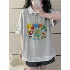 批发高品质纯棉220克19支食毛+手感超爽滑印花假两件翻领短袖POLO衫