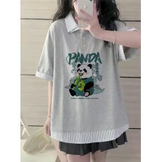 批发高品质纯棉220克19支食毛+手感超爽滑印花假两件翻领短袖POLO衫