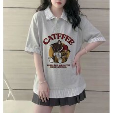 批发高品质纯棉220克19支食毛+手感超爽滑印花假两件翻领短袖POLO衫