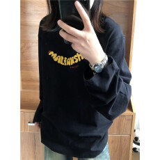 批发高质量<b class='q'>纯棉</b>200克21支精梳精密印花秋季宽松长袖<b class='q'>T</b><b class='q'>恤</b>女