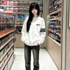 批发高品质纯棉220克19支食毛+手感超爽滑印花条杠罗纹束口<b class='q'>长袖</b><b class='q'>T</b><b class='q'>恤</b>女