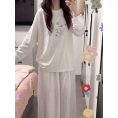 批发高质量纯棉200克21支精梳精密印花秋季宽松<b class='q'>长袖</b><b class='q'>T</b><b class='q'>恤</b>女