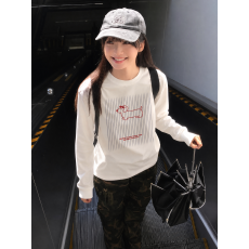 批发原版做法纯棉200克21支食毛+手感印花宽松打底手袖束口长袖T恤女