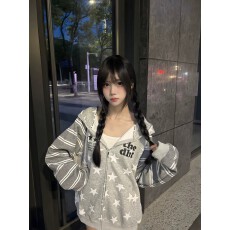 批发成品现货320克<b class='q'>纯棉</b>华棉复合布面手感（刺绣+印花）拉链<b class='q'>开衫</b>外套女