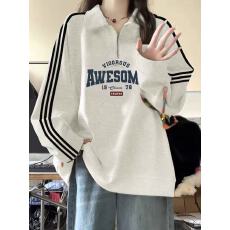 高质量纯棉华棉复合牛奶丝320克银狐绒420克立领三条杠卫衣女