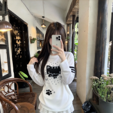 批发高品质纯棉220克19支食毛+手感超爽滑印花条杠罗纹束口长袖<b class='q'>T</b><b class='q'>恤</b>女
