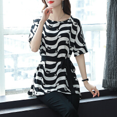 批发实拍2026年夏季新款短袖<b class='q'>衬衣</b>圆领<b class='q'>印花</b>桑蚕丝百搭宽松蝙蝠袖上衣女