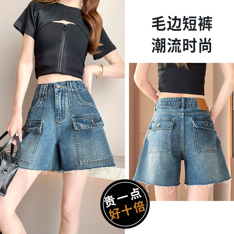아메리칸 레트로 워크웨어 데님 반바지 여성 2026 여름 루즈핏 기타 주머니 스트레이트 4 점 바지 작은 키 바지