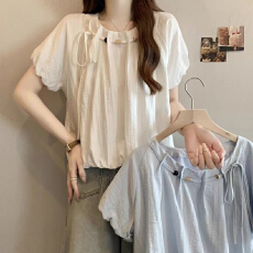 批发2026夏季新款韩系温柔风时尚花苞<b class='q'>衬衣</b>女时尚减龄宽松百搭<b class='q'>衬衫</b>上衣