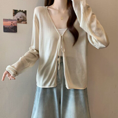 批发夏季慵懒<b class='q'>开衫</b><b class='q'>女</b>夏季薄款外套慵懒风吊带外搭披肩绑带薄款上衣胖mm