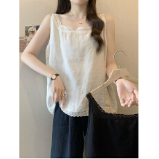 批发纯棉蕾丝花边棉麻吊带背心女薄款<b class='q'>大码</b>胖mm外穿宽松内搭打底衫上衣