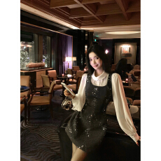 批发Barb Chill12/30新品单件8折50羊毛珠片绣花小香连衣裙两件套