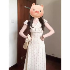批发碎花<b class='q'>连衣裙</b>女夏季田园度假风短袖连衣长裙子