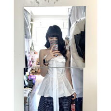 批发原创设计春夏新款甜辣收腰花边<b class='q'>背心</b>修身显瘦抹胸上衣女