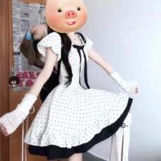 批发法式复古甜美风方领波点连衣裙女<b class='q'>夏季</b>设计感撞色收腰显瘦蓬蓬<b class='q'>短裙</b>