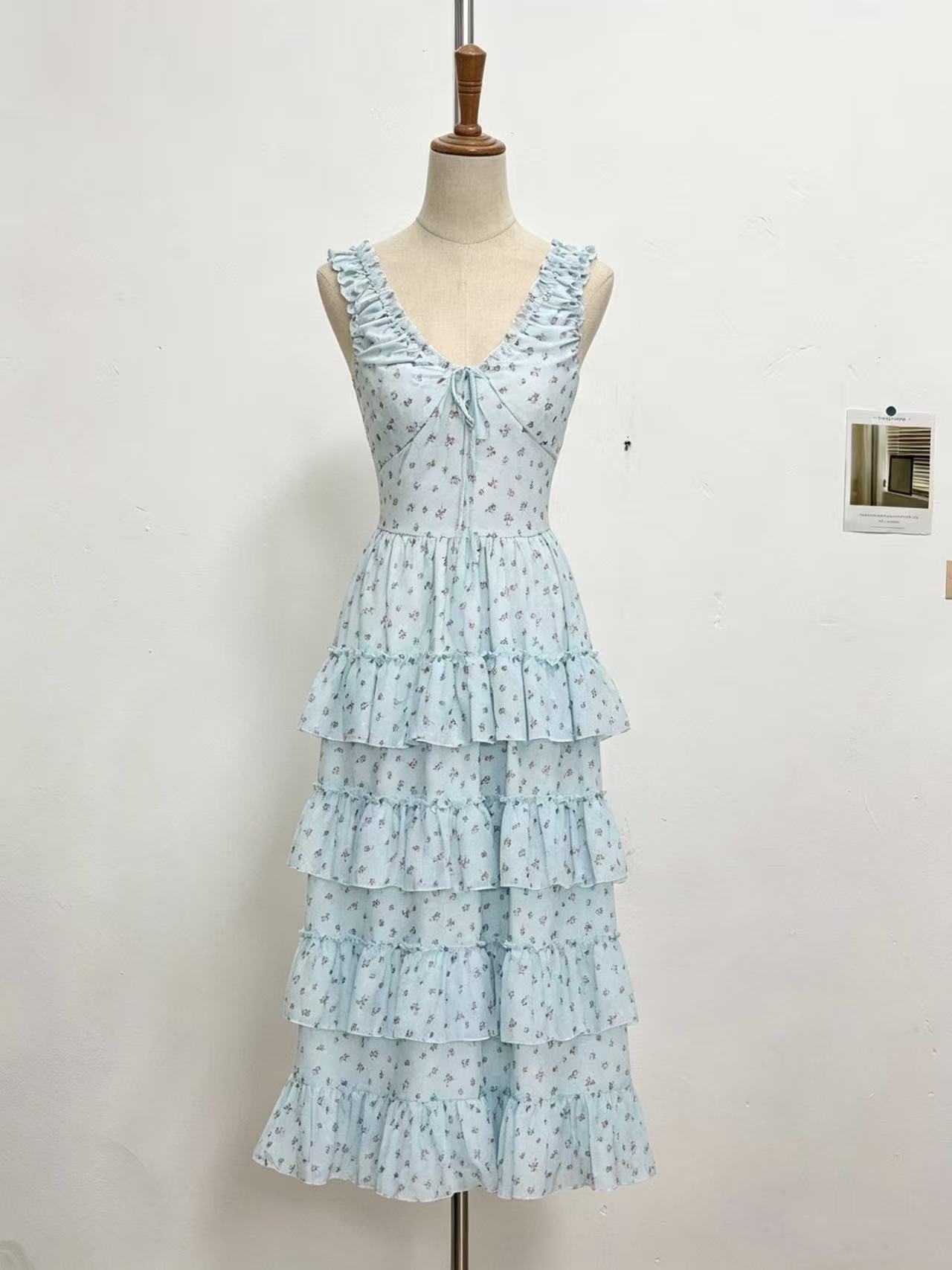 4.3 신제품 westayone 박하 녹색 꽃무늬 여성 드레스 여름 2026 새로운 작은 키 롱 스커트