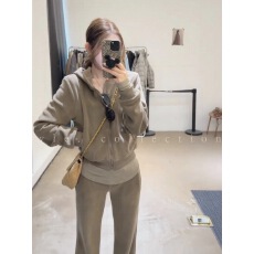 批发韩系休闲运动套装女秋冬新款高级感连帽卫衣外套高腰阔腿裤两件套