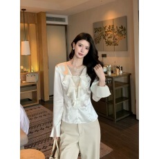 批发白色<b class='q'>衬衫女</b>春季新款高级感拼接长袖内搭短款上衣女潮