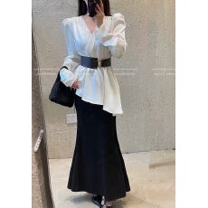 批发气质法式时尚新款衬衫套装女高级长袖上衣半身长裙<b class='q'>两件套</b>女潮