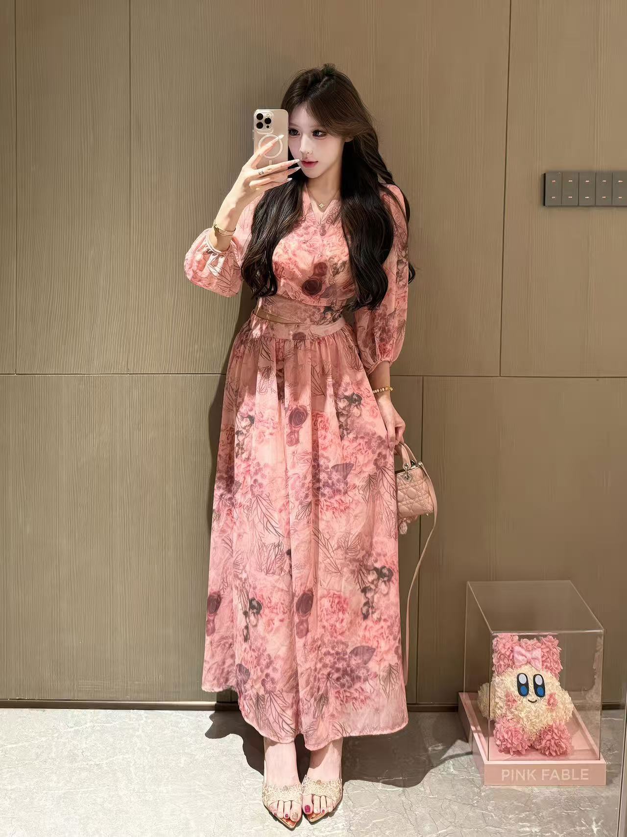 새로운 순수한 욕망 꽃무늬 쉬폰 섹시함 V넥 십자가 스트랩 쇼트 스타일 맨위 하이웨이스트 반신 치마 세트 여성 트렌디