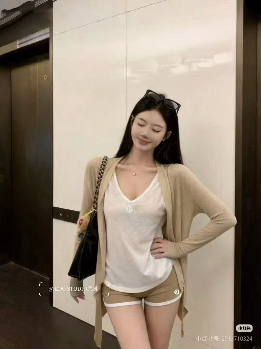 새로운 다용도 패션 루즈핏 얇은 스타일 자외선 차단 후드 오픈 가디건 조끼 허리밴드 반바지 3개 여성 세트 트렌디