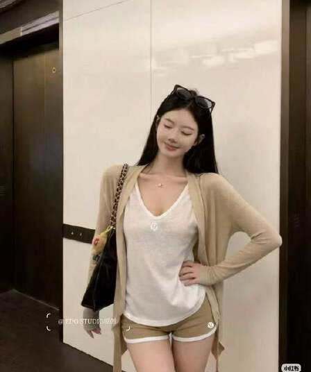 새로운 다용도 패션 루즈핏 얇은 스타일 자외선 차단 후드 오픈 가디건 조끼 허리밴드 반바지 3개 여성 세트 트렌디