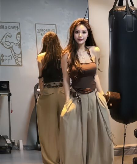 달콤한 매운맛 바람 순수한 욕망 세트 여성 경기 구슬 구슬 행침 목 슬립 맨위 하이웨이스트 레이스업 면 린넨 스트레이트 팬츠 투피스 세트 트렌디