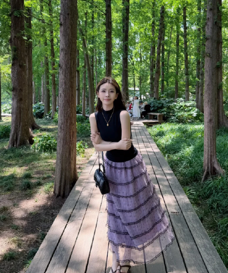 섬 해변가 여행 휴가 바람 착용 가져 가라. 자이언트 잘 생긴 보라색 치마 2026 새로운 초여름 고유 한 아름다운 세트
