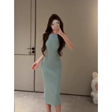 批发气质御姐风修身连衣裙女高智感无袖设计感简约百搭高级优雅<b class='q'>通勤</b>