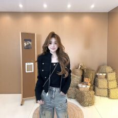 批发秋冬新款气质时尚网红同款设计感针织开衫外套<b class='q'>短</b>款拉链显瘦上衣女