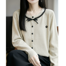 批发早秋时尚灰色针织开衫<b class='q'>外套</b>女2025新款春秋外搭洋气<b class='q'>女装</b>上衣